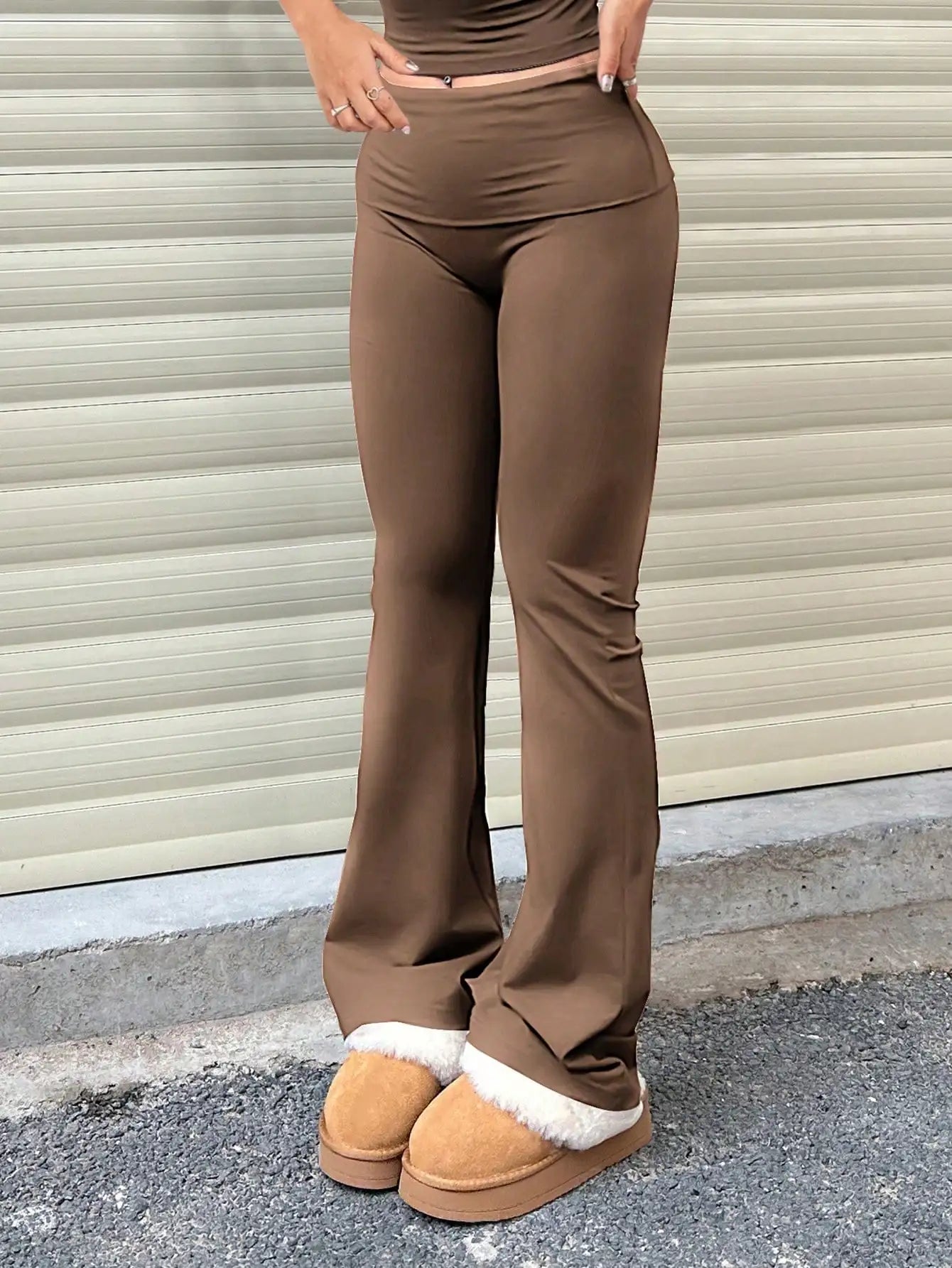 Womens Yoga Pants Elastic High Waist Flare Bootcut Leggings