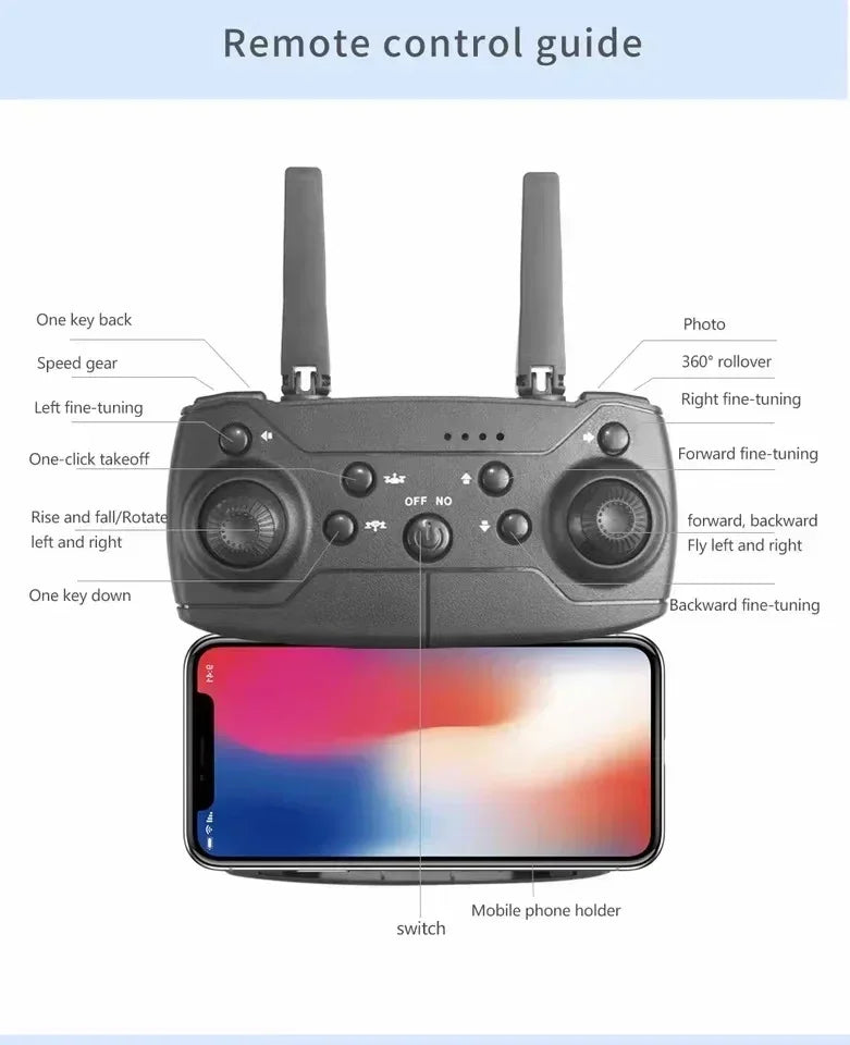 QJ RC Drone 4K Folding FPV With 2 Batteries