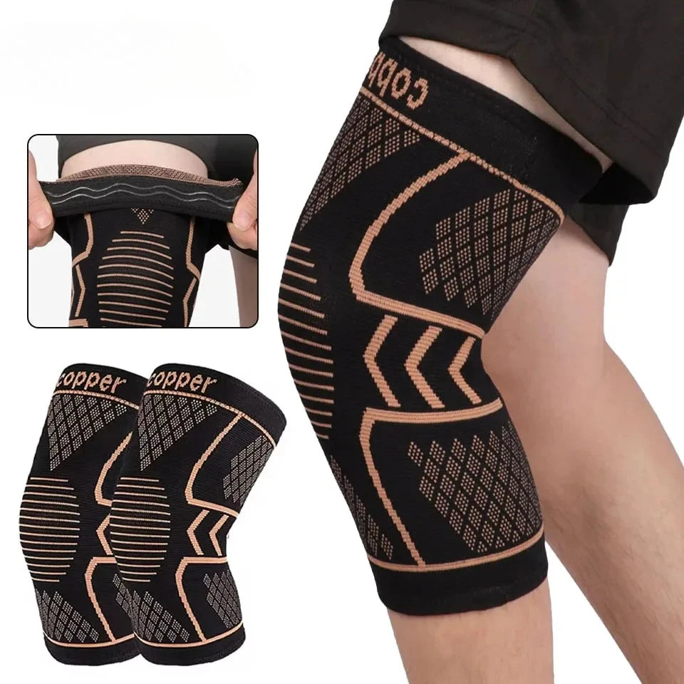 Copper Knee Support Pad Braces Compression Knee Sleeve Arthritis Joint Pain Relief Sports Fitness Workout Running Unisex