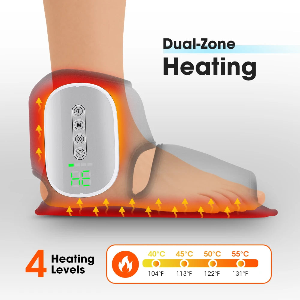 Hailicare Heated Ankle Foot Massager With Air Compression 4 Levels