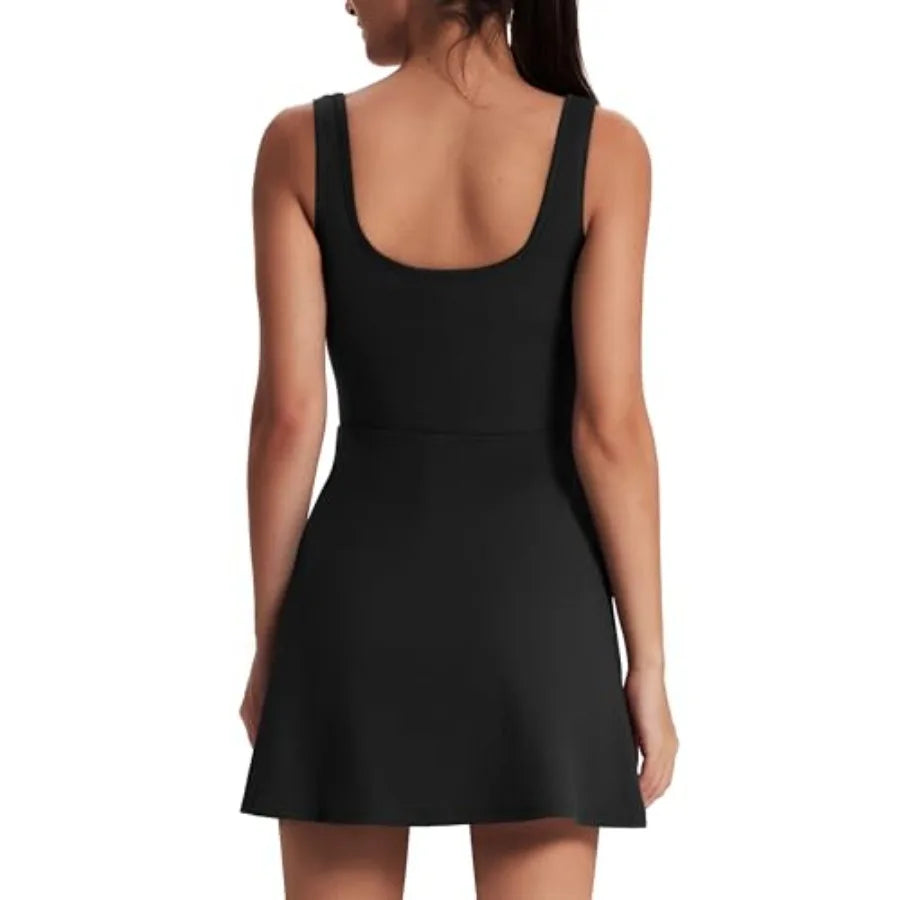 Athletic Dress For Women Built In Shorts With Pockets Knee Length