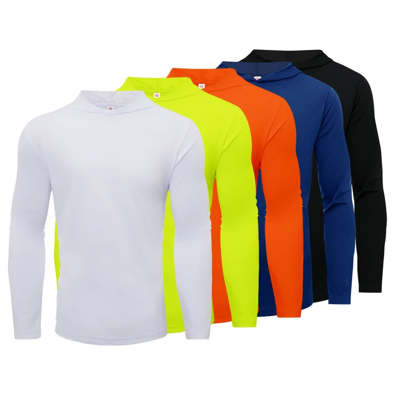Men's Hooded Long Sleeve Running T Shirt Breathable