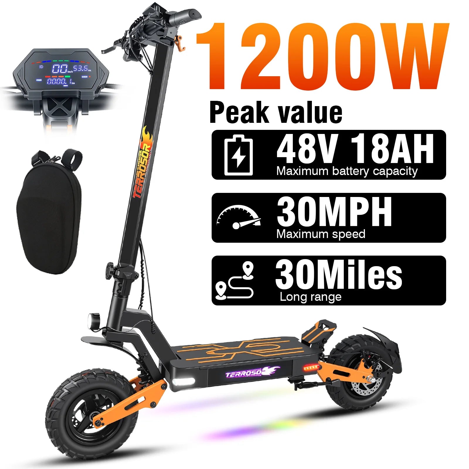LELEKUAIC Electric Scooter for Adults 1200W 28 MPH 20mi Range