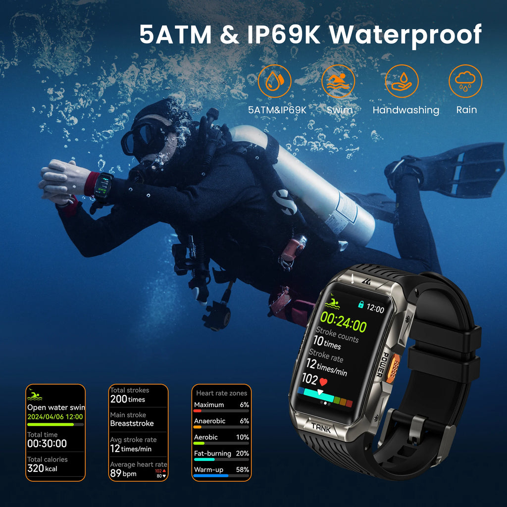 KOSPET Tank X2 Smartwatch IP69K Waterproof AMOLED Bluetooth Call
