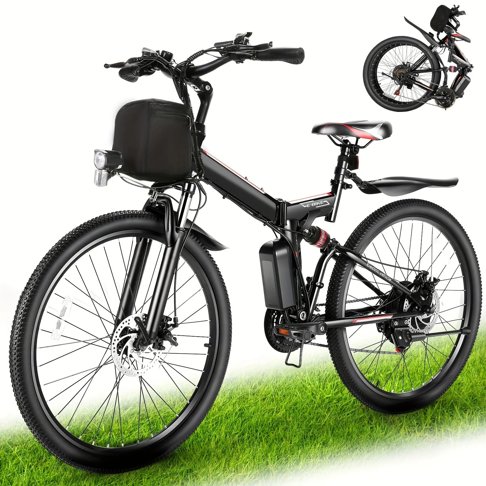 Vivi Folding Electric Bike 500W 48V Removable Battery 50 Mile Range