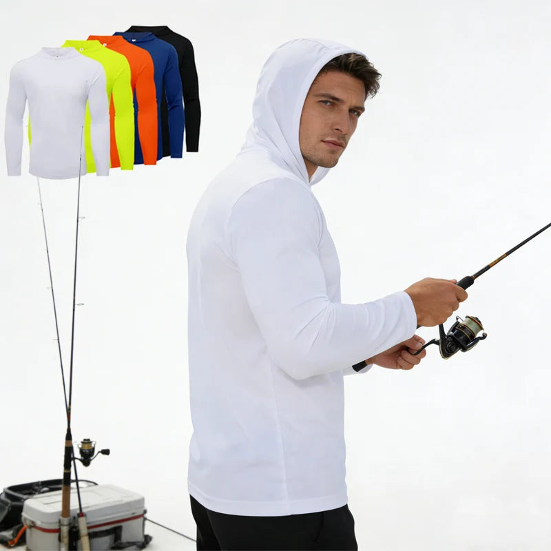 Men's Hooded Long Sleeve Running T Shirt Breathable