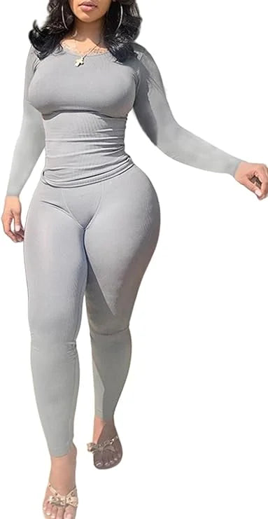 Women Long Sleeve Leggings Set Yoga Exercise Wear 2 Piece Polyester Spandex Breathable Quick Dry
