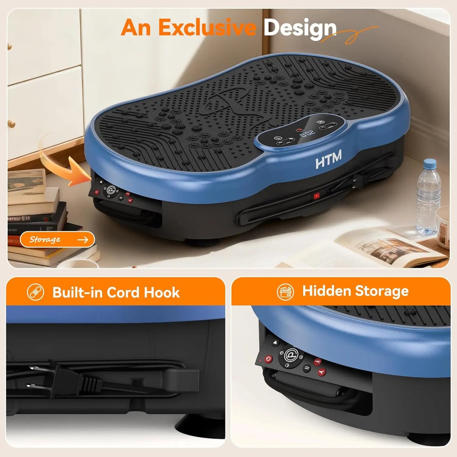 HTMM Fitness Vibration Plate Whole Body Exercise Machine With 120 Speed Levels Calorie Tracking Fat Burning Home Gym