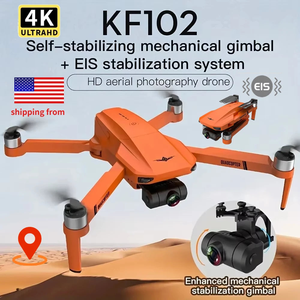 QJ KF102 4K HD GPS Drone With Dual Camera 2 Axis Gimbal Optical Flow FPV Foldable Quadcopter