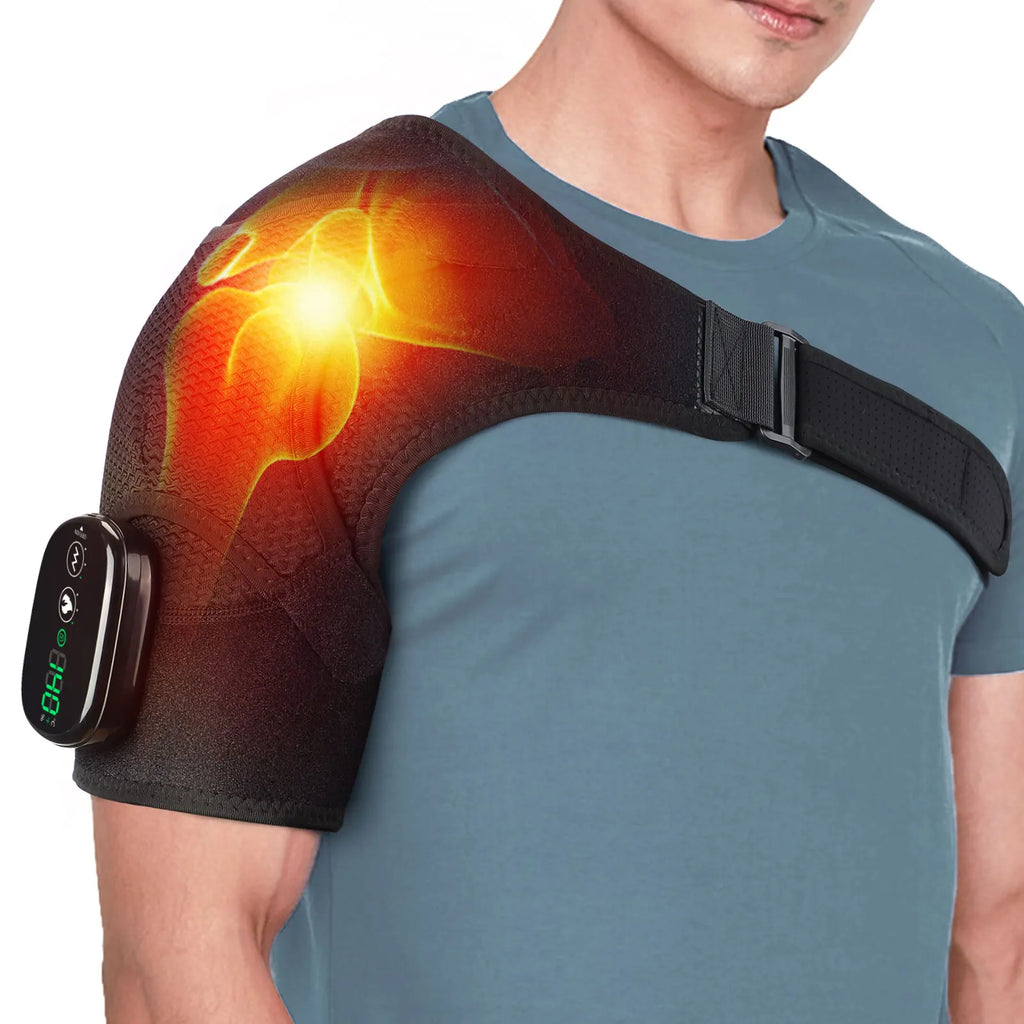 Rechargeable Electric Heating Shoulder Massage Belt Vibration Pad Muscle Relax Shoulder Support Brace Belt
