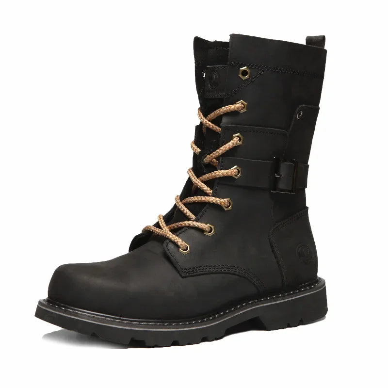 KOWMCN Unisex Cowhide Hiking Shoes Waterproof Tactical Boots