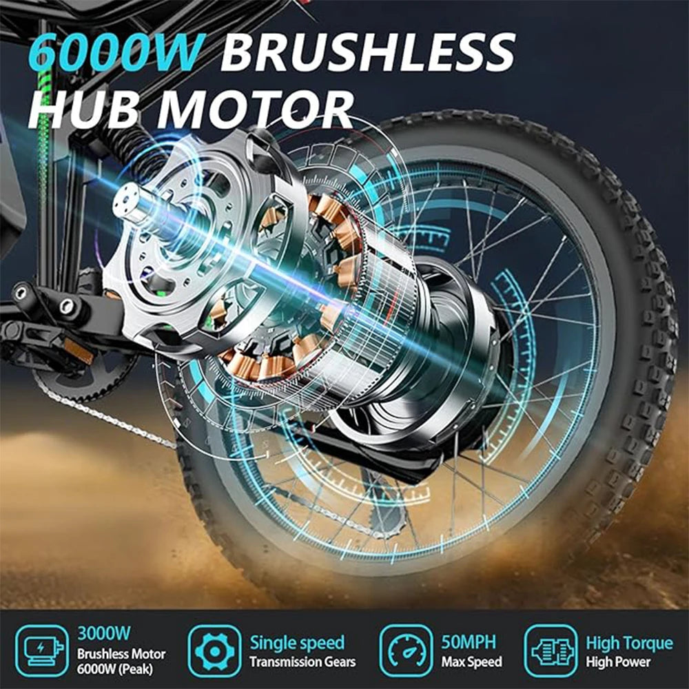 R3 60V 6000W Electric Dirt Bike With 25Ah Battery And Suspension