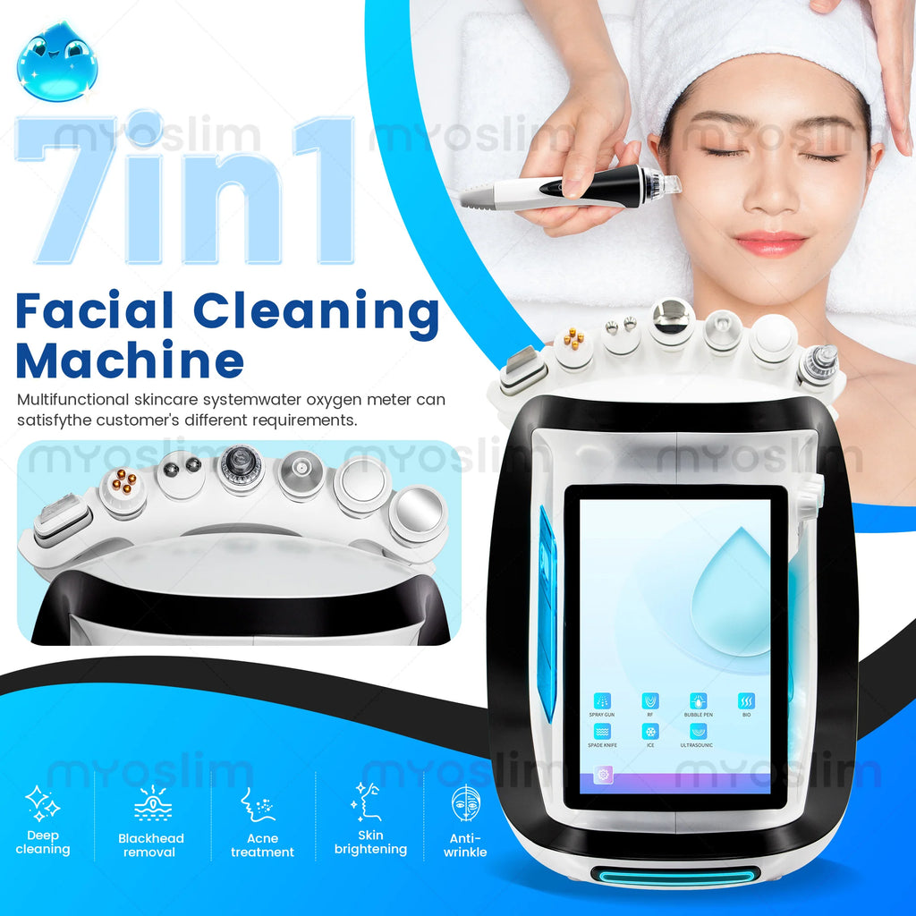 Ice Blue 7 in 1 Hydrodermabrasion Machine Oxygen Jet Aqua Peeling Small Bubble System for Deep Cleaning and Skin Rejuvenation