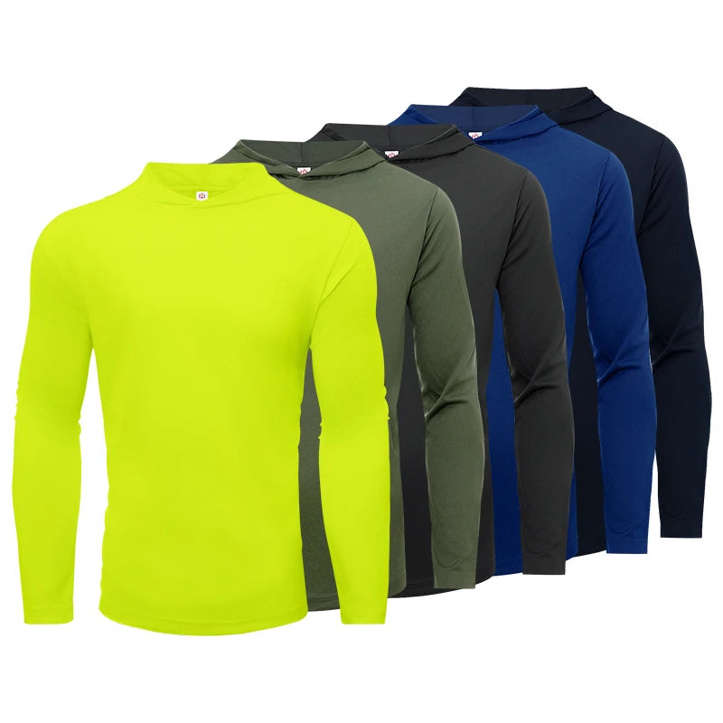 Men's Hooded Long Sleeve Running T Shirt Breathable