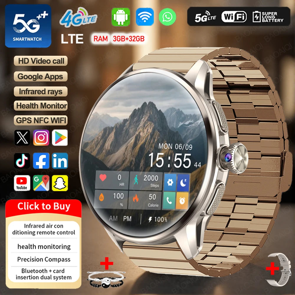 5G and 4G Smartwatch with AMOLED Display and Google Play
