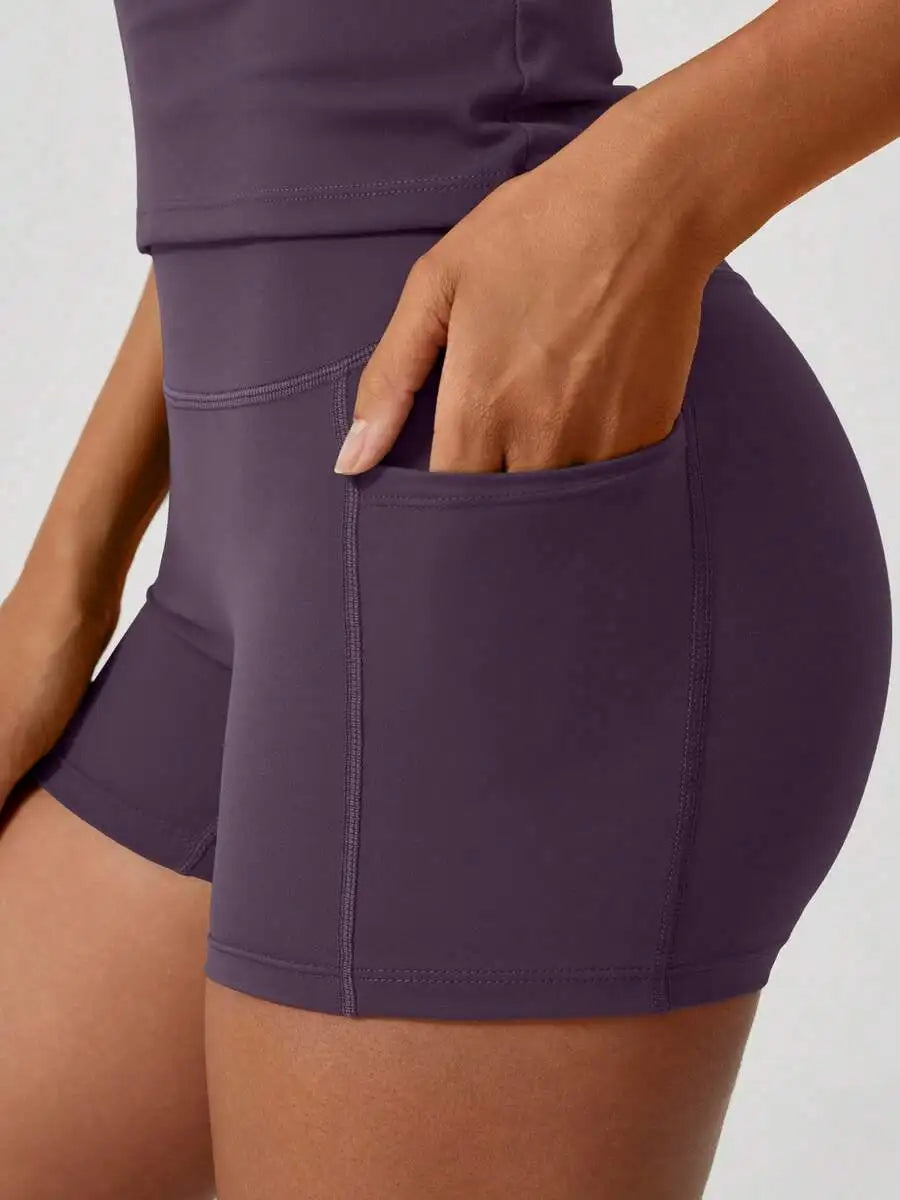 Women Short Sleeve High Waist Tummy Control Butt Lifting Set