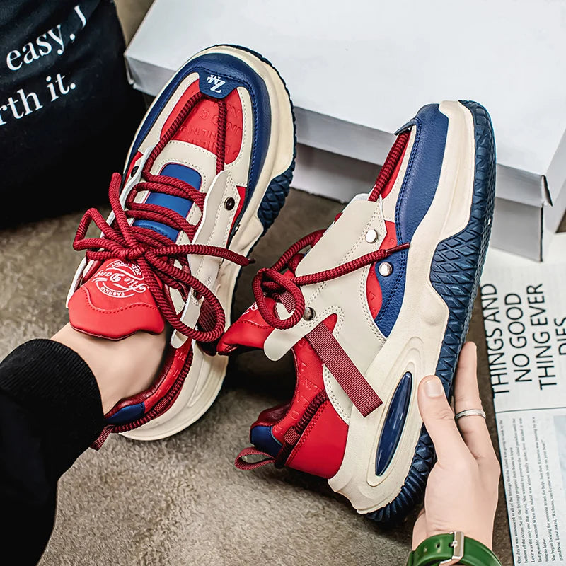 Men's Korean Style Thick Sole Lace Up Casual Sports Shoes