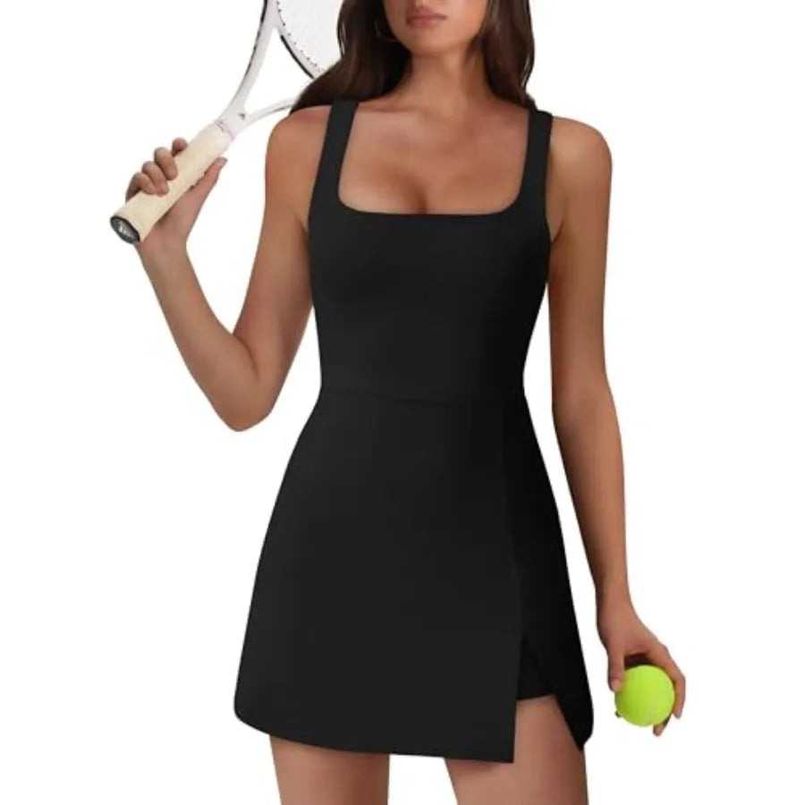 Athletic Dress For Women Built In Shorts With Pockets Knee Length