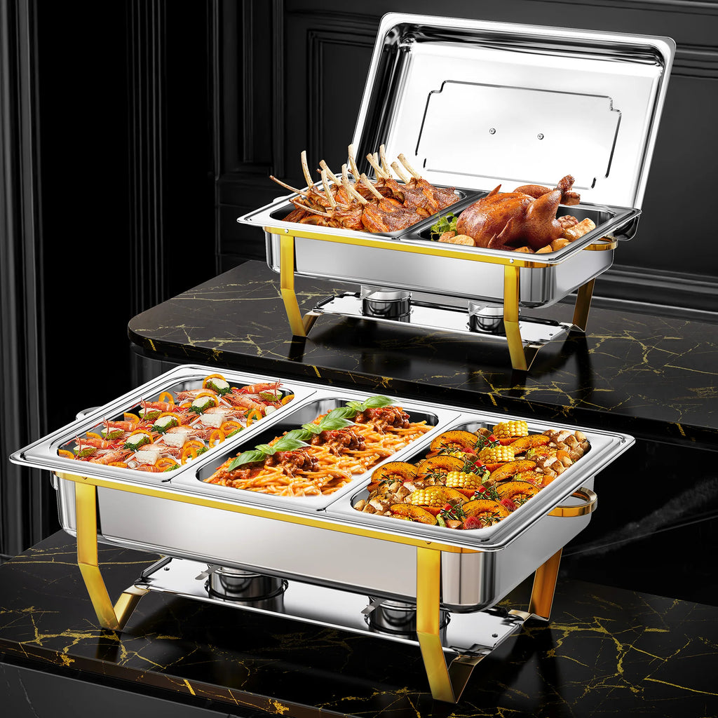 8QT Stainless Steel Camp Stove Chafing Dish Buffet Set Stainless Steel Food Warmer Chafer Complete Chafing Fuel Holder