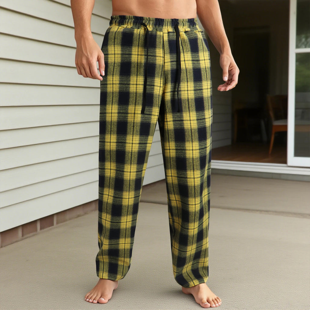 NONECN Men's Checkered Lounge Pants With Adjustable Drawstring Waistband Everyday
