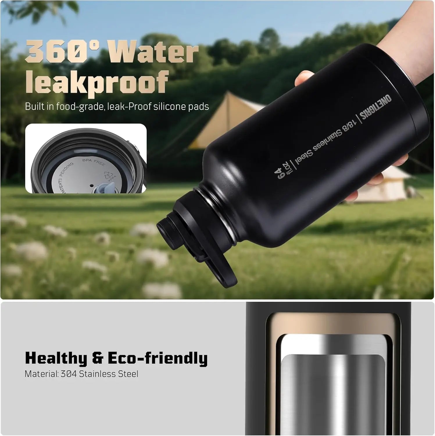 Insulated Stainless Steel Water Bottle With Straw And Lids
