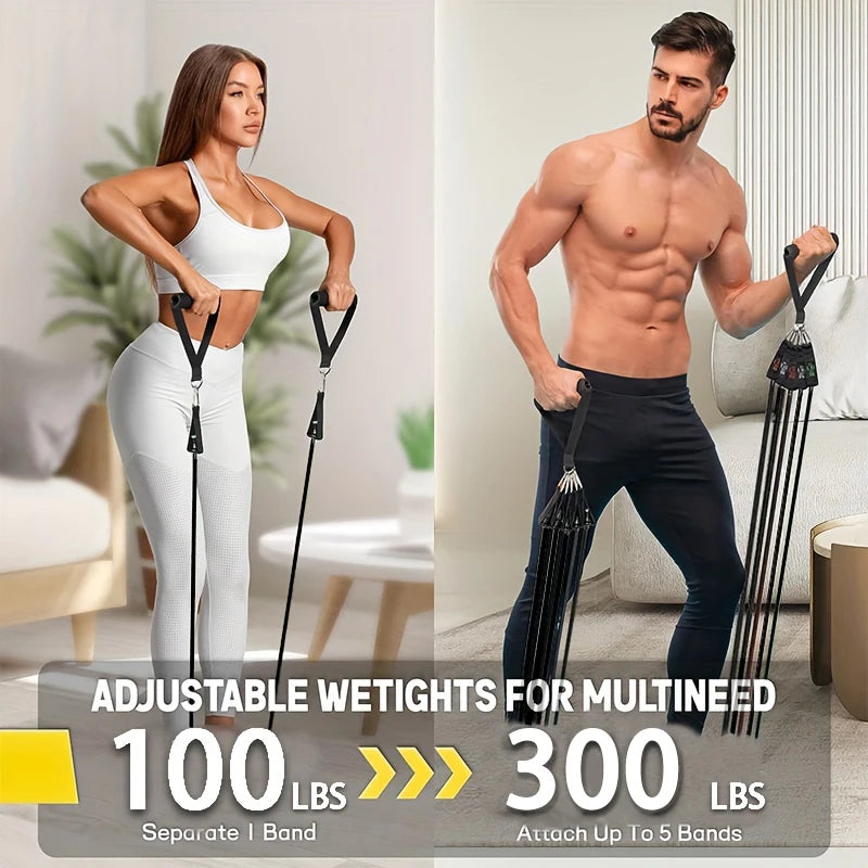 Resistance Bands Set With Door Anchor Handles Carry Bag