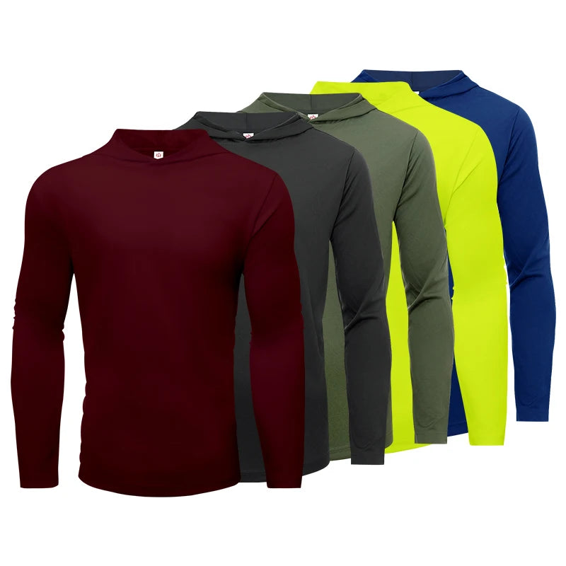 5 Pack Men's Hooded Long Sleeve Sports Shirts For Running