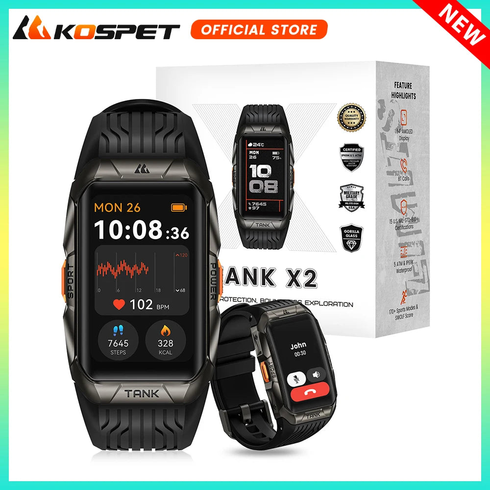 KOSPET Tank X2 Smartwatch IP69K Waterproof AMOLED Bluetooth Call