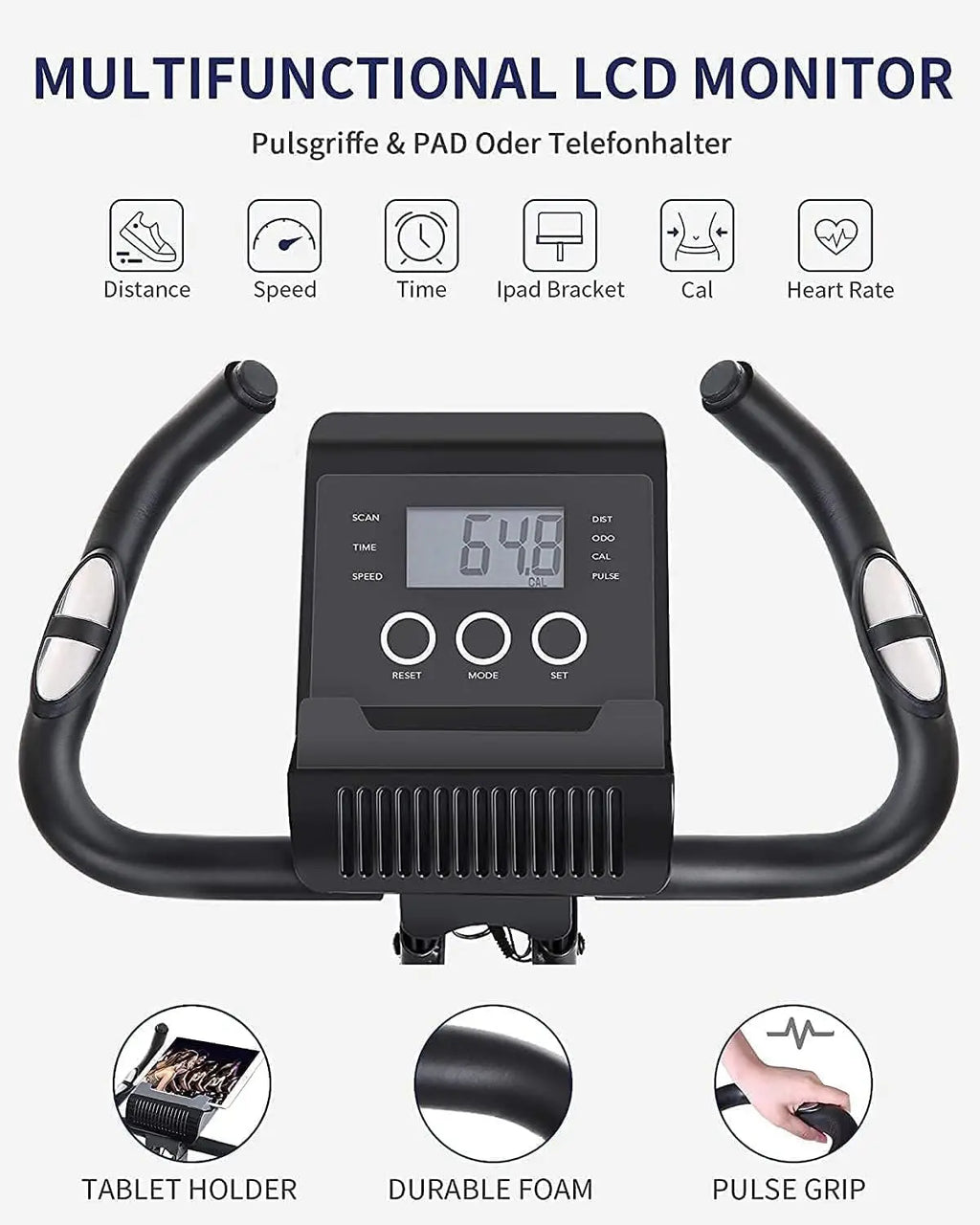 Folding Magnetic Exercise Bike With Pulse Sensor LCD Monitor