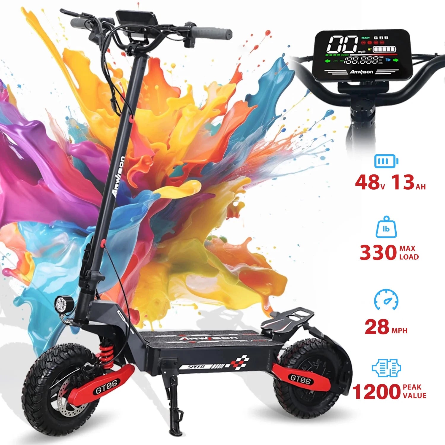 LELEKUAIC 1200W Electric Scooter for Adults With Dual Brakes