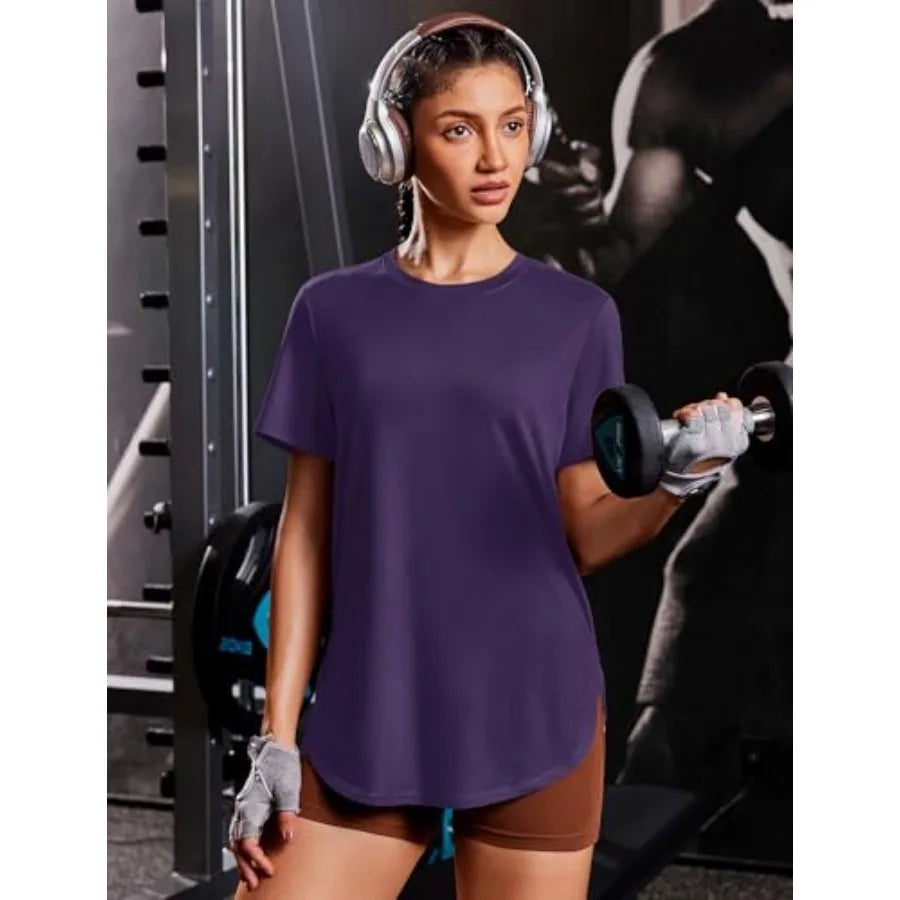 PINSPARK Women Workout Tops UPF 50 Quick Dry Athletic Shirts