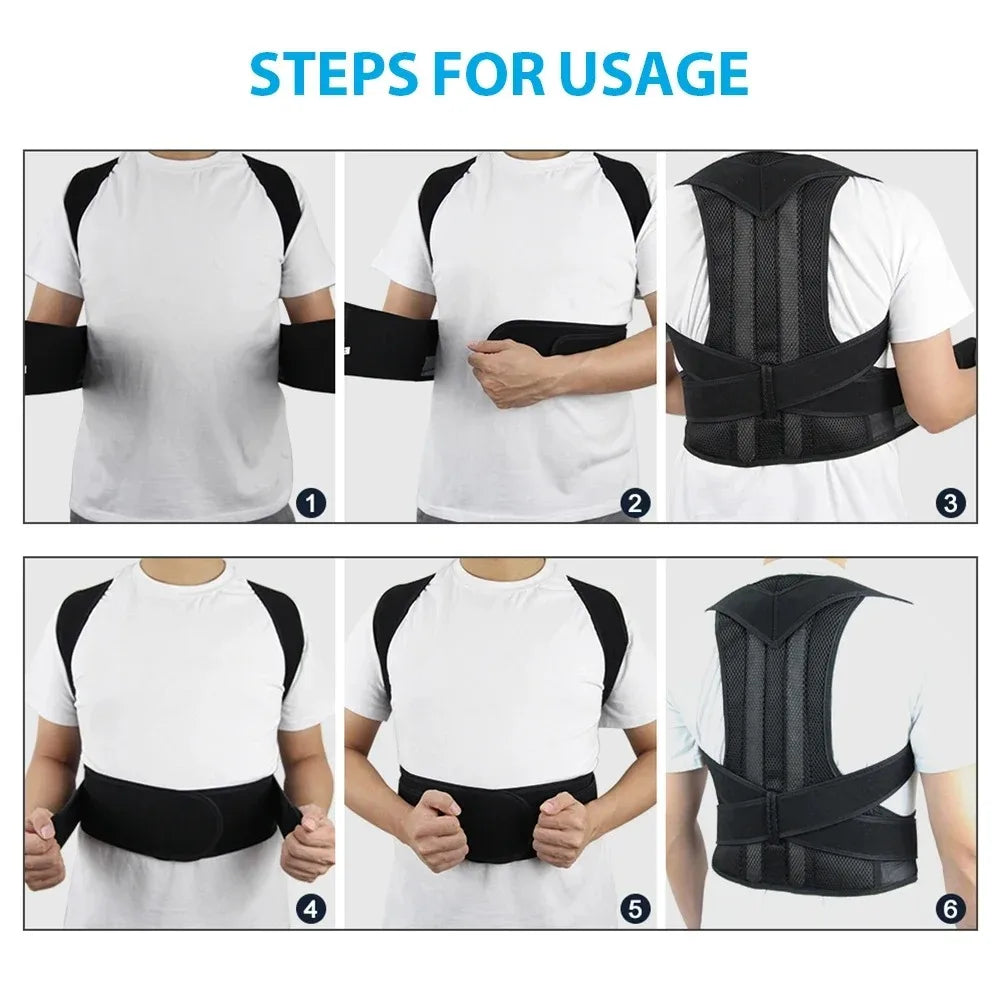 Jiehu Adjustable Back Brace Posture Corrector For Lumbar And Shoulder