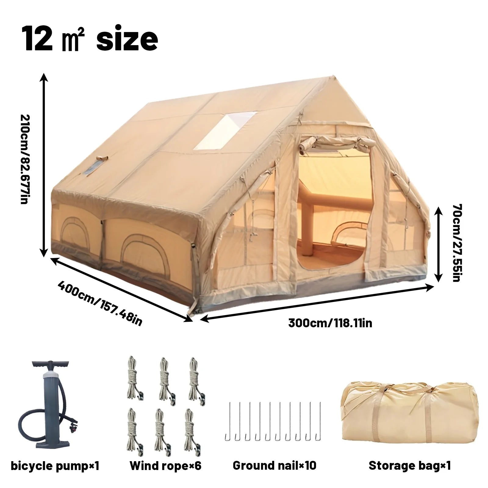 Pakicetus Inflatable Tent With Skylight Quick Setup Family Tent