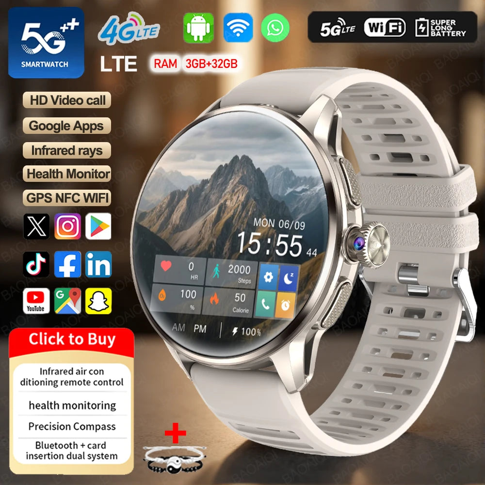 5G and 4G Smartwatch with AMOLED Display and Google Play