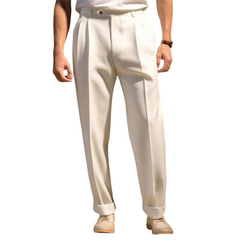 Hirigin Men Formal Dress Pants Flat Front Business Casual Trousers
