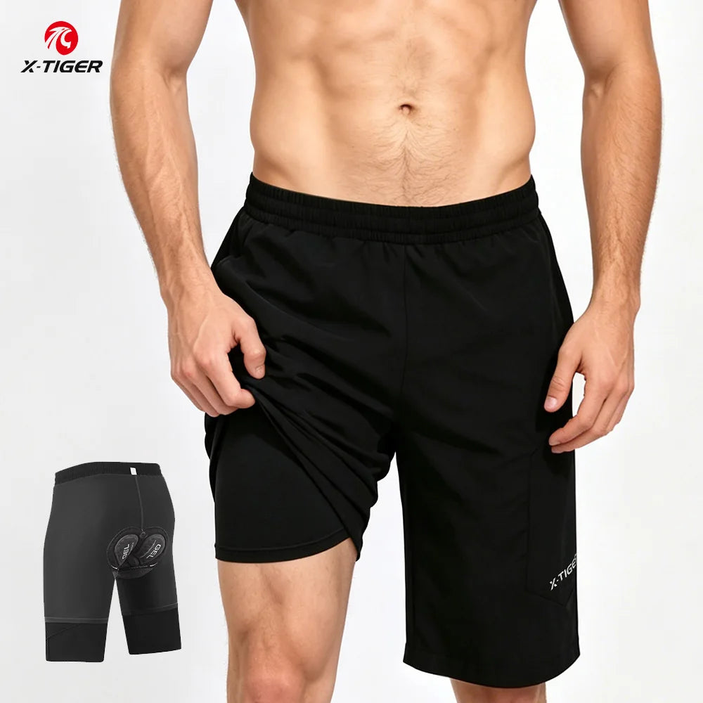 X-TIGER 2-in-1 All-Weather Cycling Shorts Padded MTB for Men