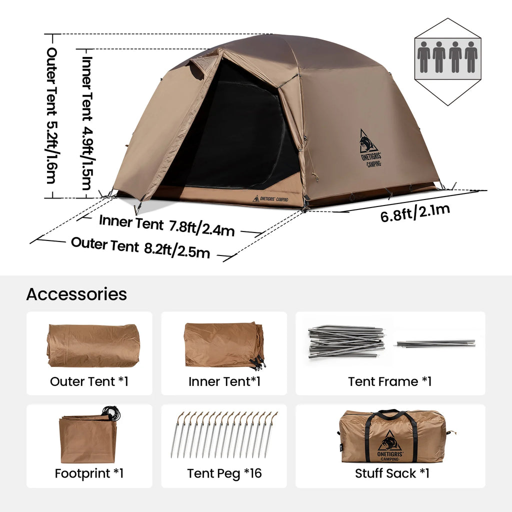 OneTigris Jovian Camping Tent 3 Season Dome Shelter