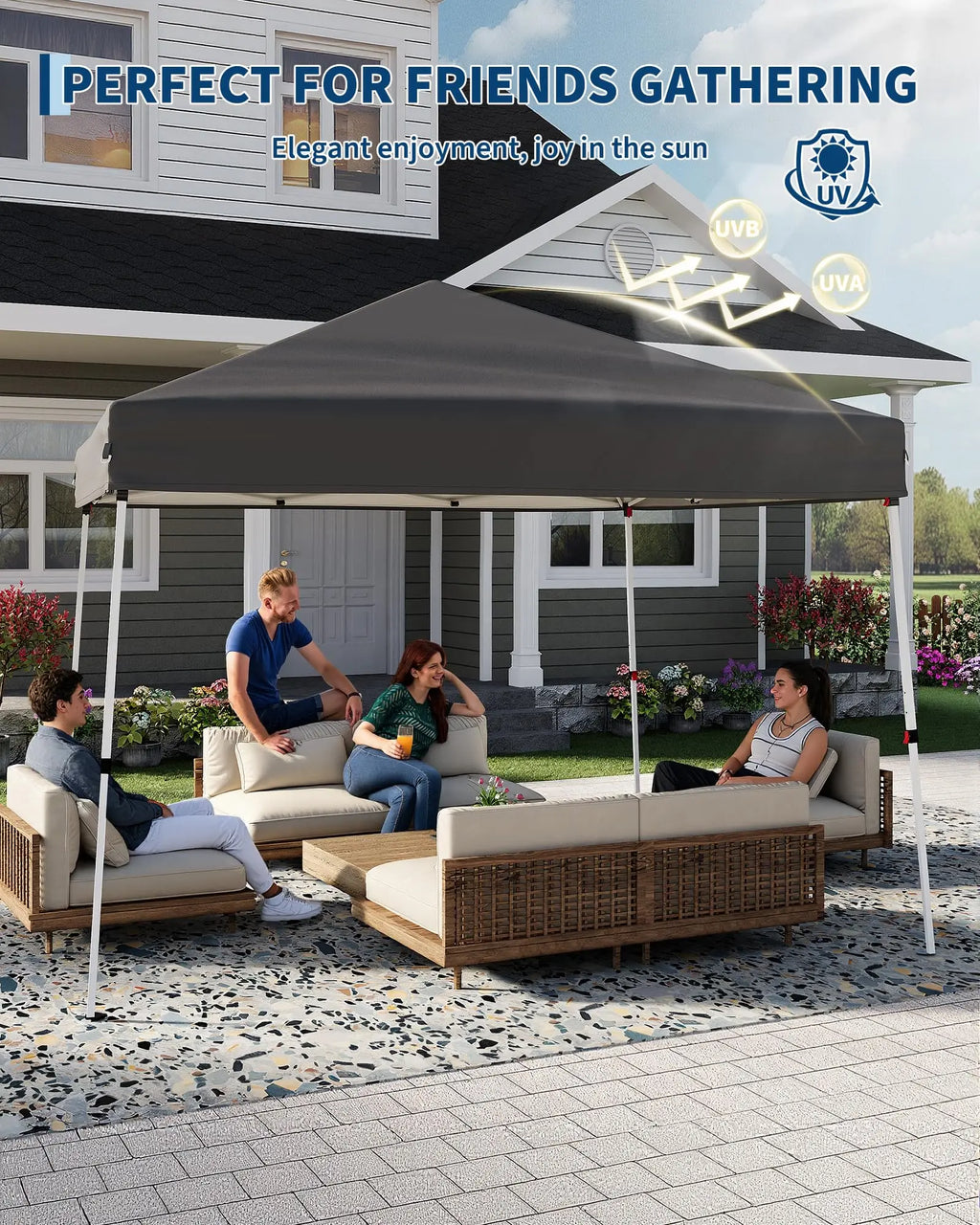 Folding Slanted Canopy Tent 210D Oxford Cloth Cover Iron Tube Portable Patio Umbrella for Trade Shows Event Outdoor Beach Garden