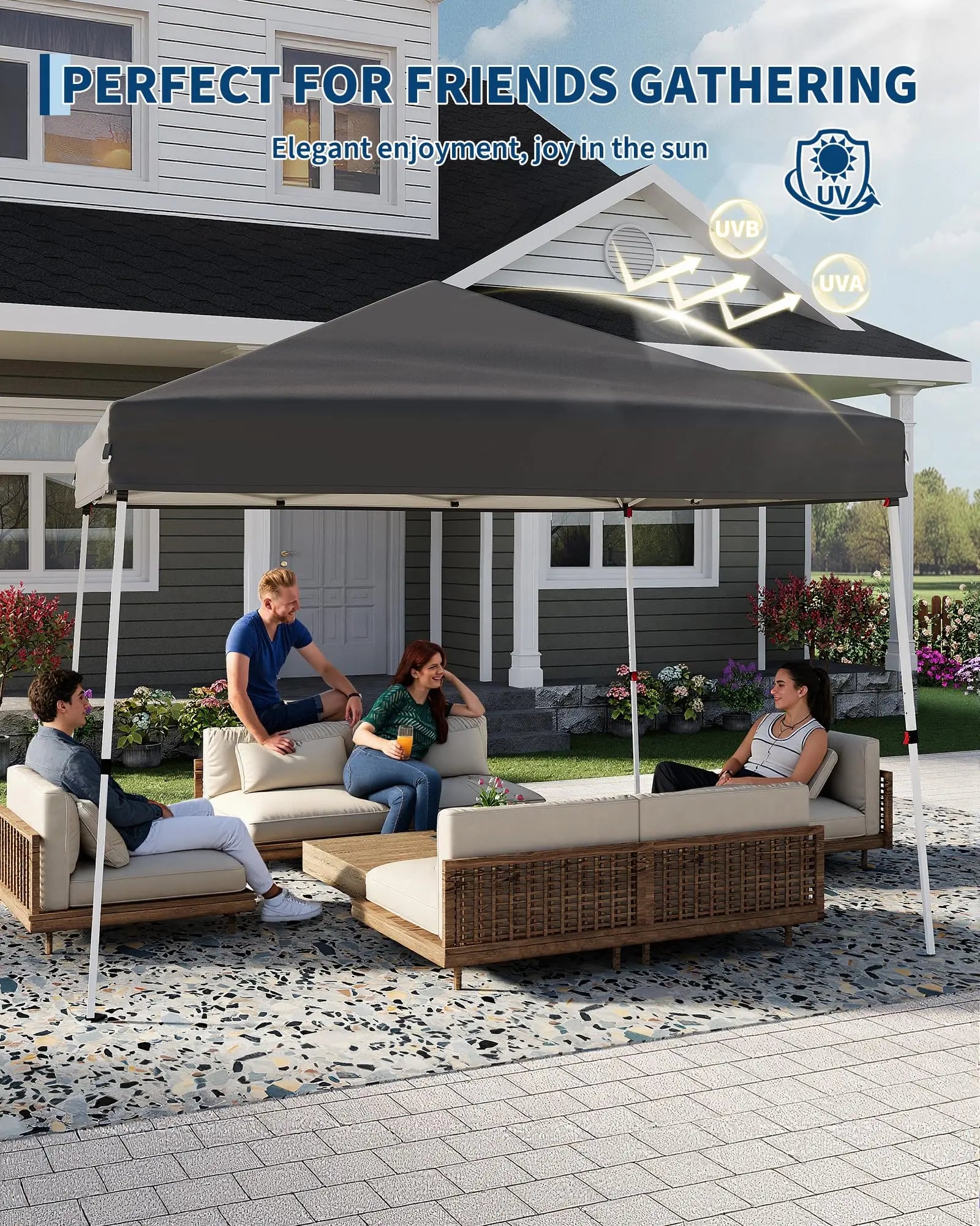 Folding Slanted Canopy Tent 210D Oxford Cloth Cover Iron Tube Portable Patio Umbrella for Trade Shows Event Outdoor Beach Garden