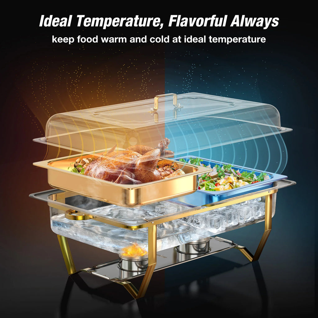 8QT Stainless Steel Camp Stove Chafing Dish Buffet Set Stainless Steel Food Warmer Chafer Complete Chafing Fuel Holder