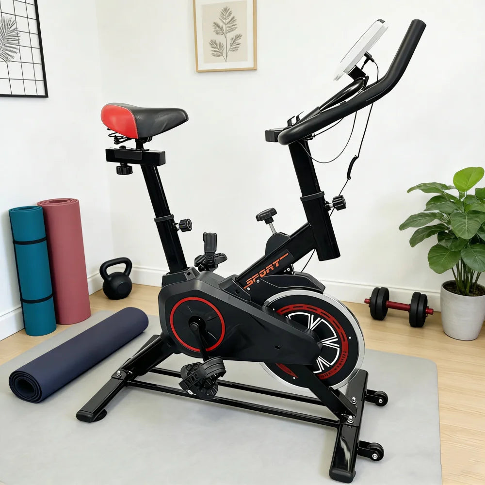 Silent Indoor Spin Bike With Adjustable Seat For Home Cardio