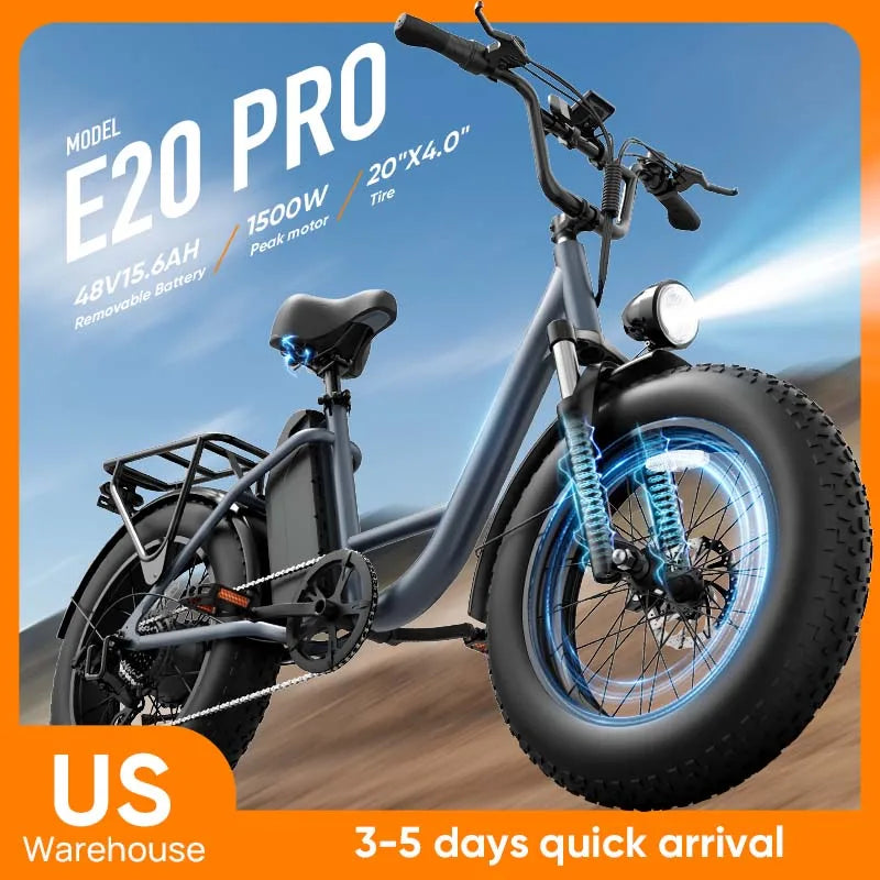 URLIFE E20PRO All-Terrain Fat Tire Electric Bike 1500W Motor 48V