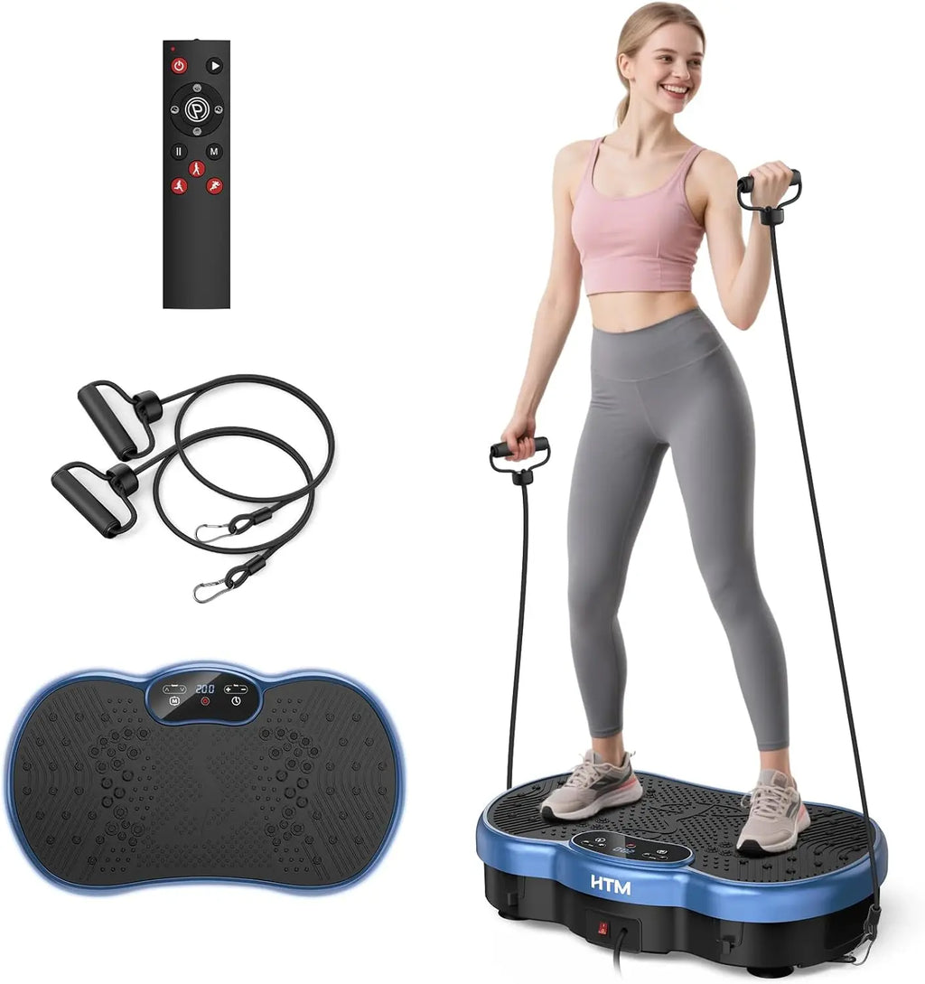 HTMM Fitness Vibration Plate Whole Body Exercise Machine With 120 Speed Levels Calorie Tracking Fat Burning Home Gym
