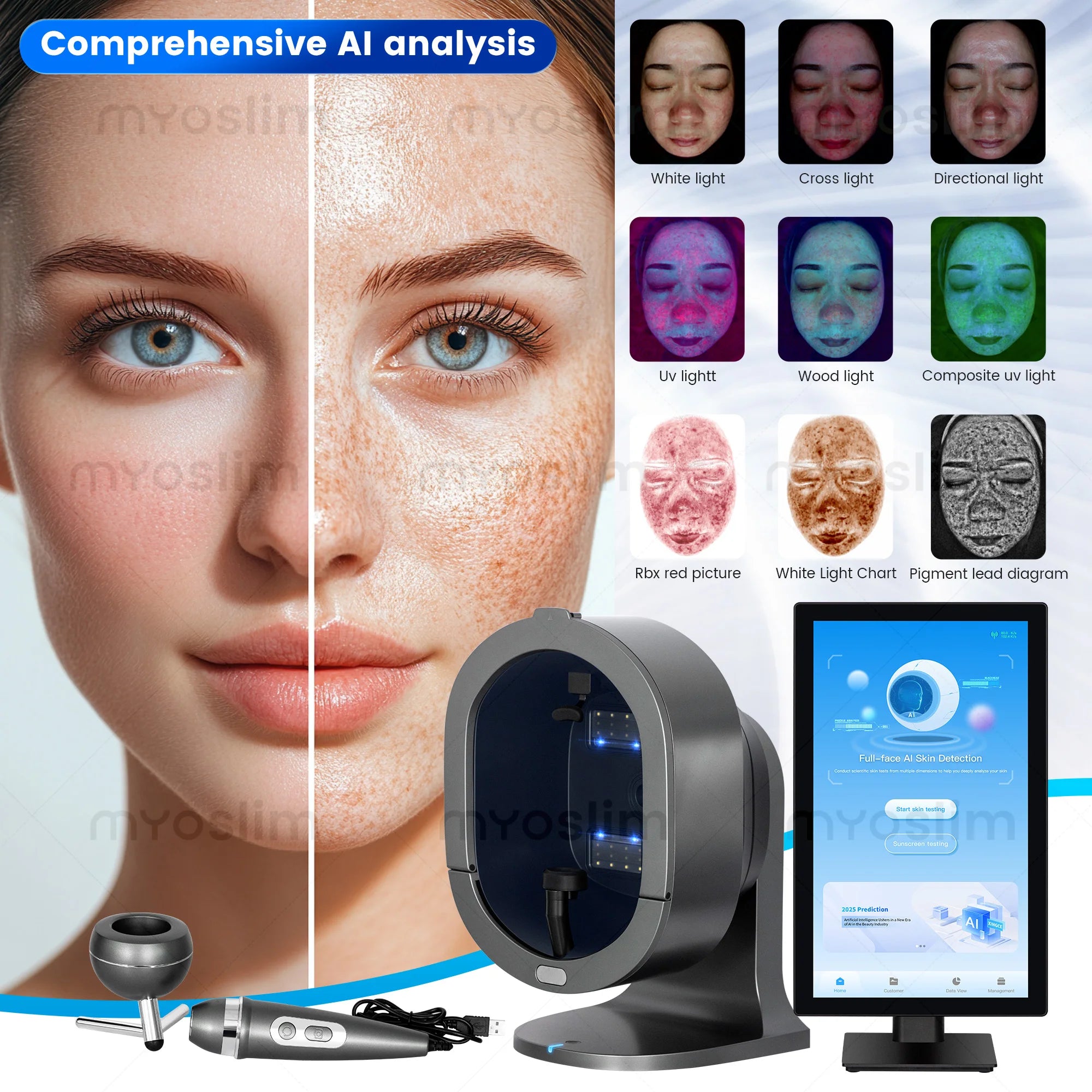TAIXL 3D AI Facial Skin And Scalp Analyzer Scanner For Beauty Care With Multi Language Support