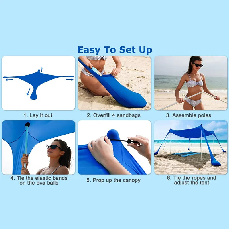 Portable Canopy Tent for Outdoor Camping and Beach Sun Shelter