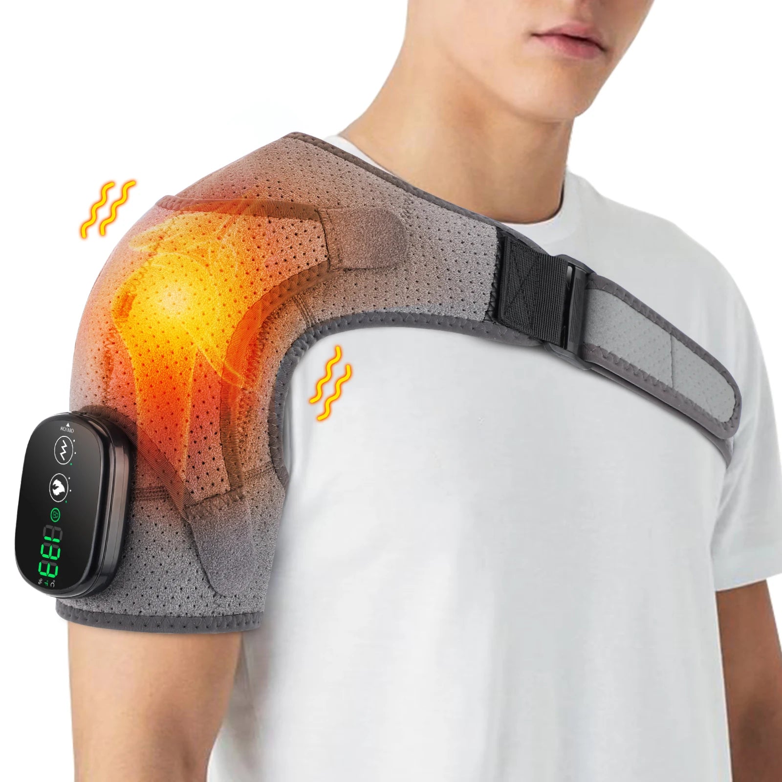 Rechargeable Electric Heating Shoulder Massage Belt Vibration Pad Muscle Relax Shoulder Support Brace Belt