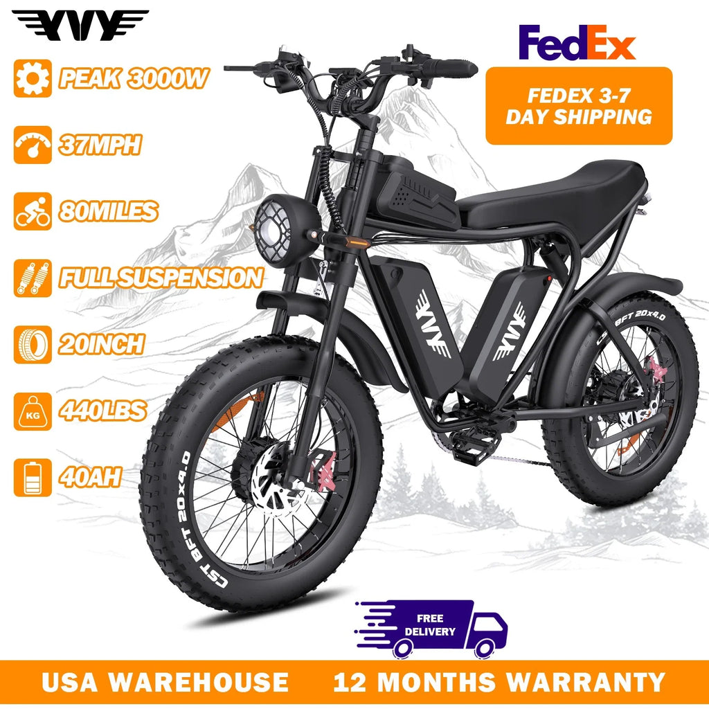 YVY K20 1500W Electric Bike for Adults Fat Tire Range
