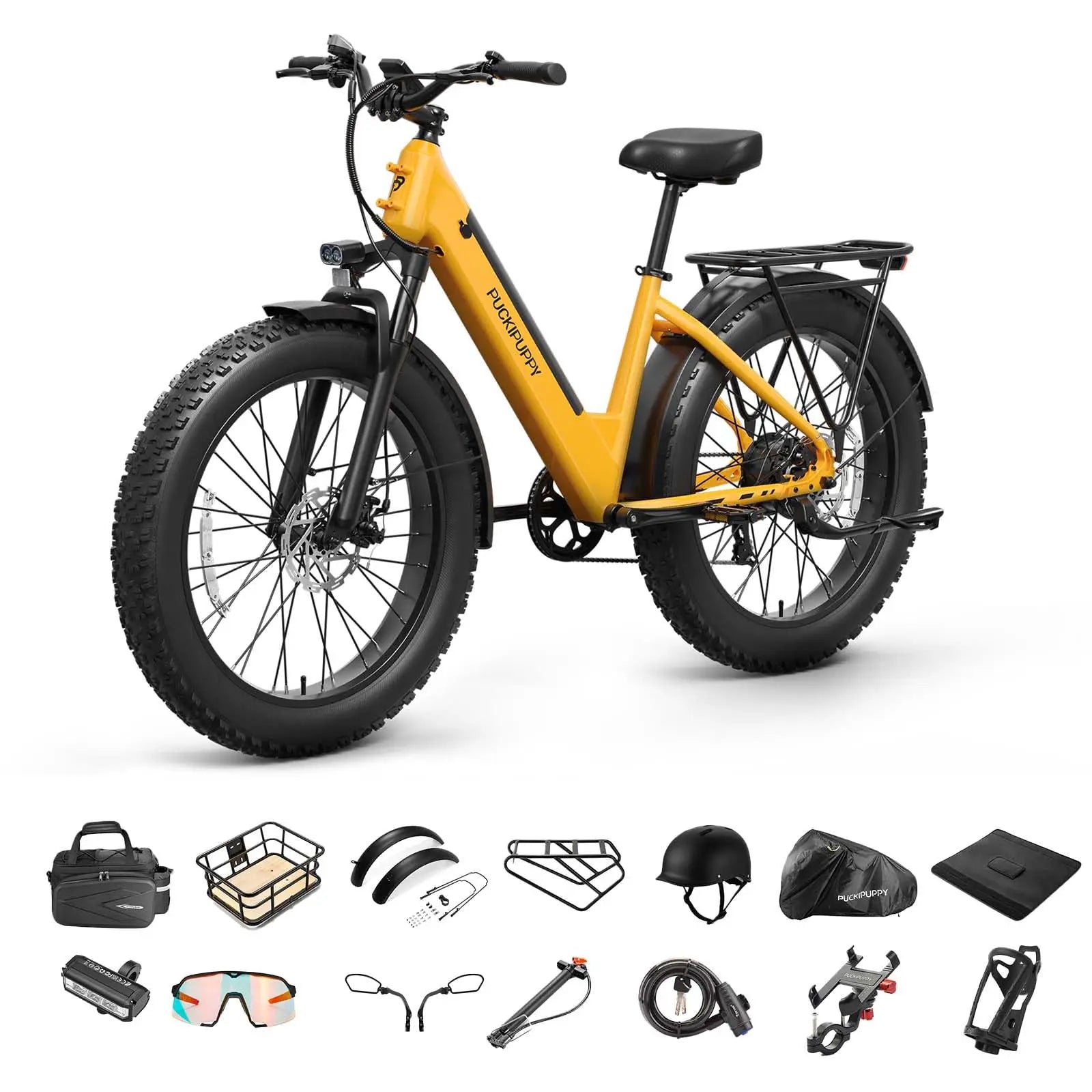 PUCKIPUPPY Samoyed Electric Bike 960W Peak 28MPH Fat Tire Warranty