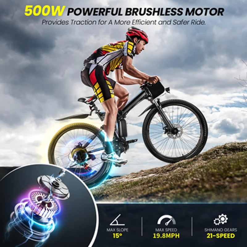 Vivi Folding Electric Bike 500W 48V Removable Battery 50 Mile Range