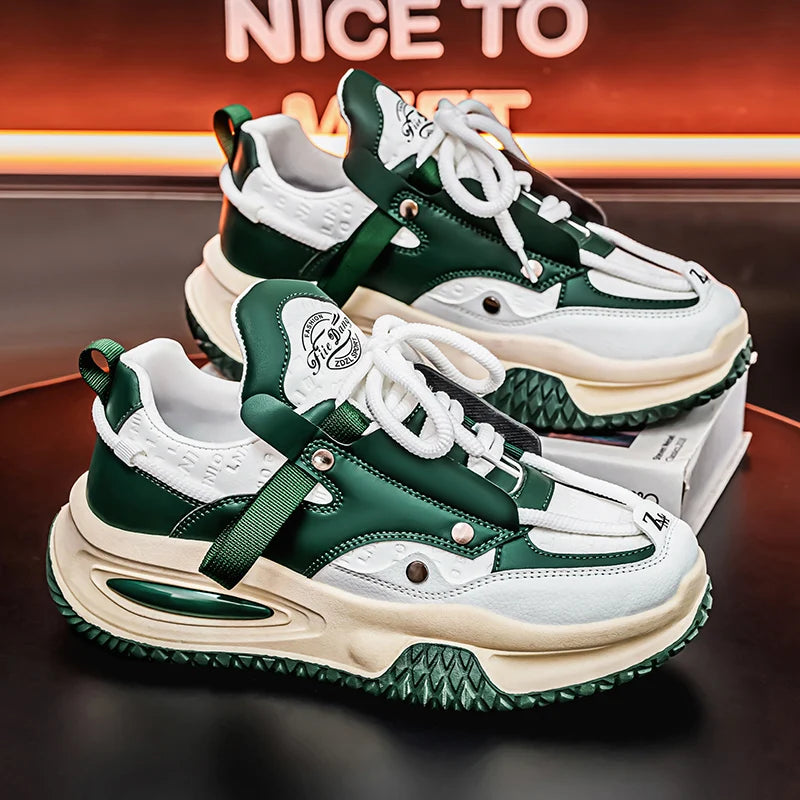 Men's Korean Style Thick Sole Lace Up Casual Sports Shoes